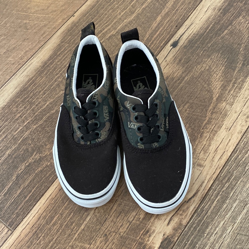Vans camo/black slip on shoes